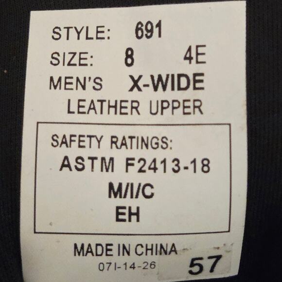 Orthofeet Dolomite Mens Size 8 4E X-Wide Black Leather Work Shoes Steel Toe - Picture 8 of 10